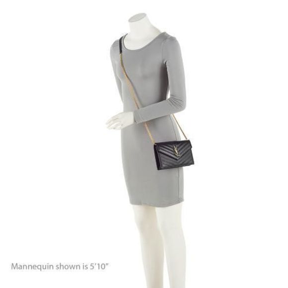 Saint Laurent Matelasse Grain de Poudre Monogram Envelope Chain Wallet - Picture 5 of 14